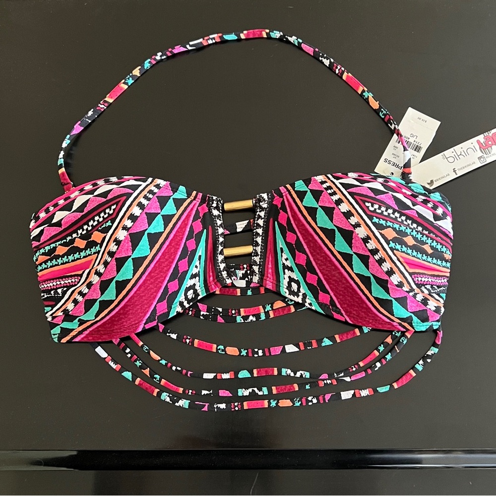 Express X The Bikini Lab Swim Bikini Top Multi String Removable Neck Strap Sz L